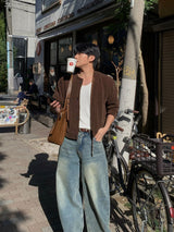 ヘンリーコーデュロイクロップカーディガン