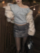 Gray Cubic Crop Sweatshirt