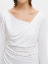DRAPE SHIRRING LONG SLEEVE T-SHIRT