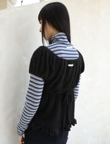 SOFT SHIRRING T-SHIRT(BLACK)