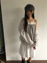Marine button midi skirt (3color)