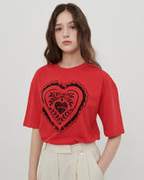 ハートプリントTシャツ [RED]