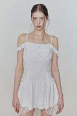 ペタルラッフルドレス white