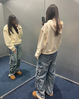 カッティングクロップフーディージップアップ_クリーム