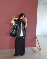 leather oversized fit vest jacket