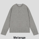 Pale henley neck ribbed long sleeve t-shirt