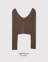 モダルソフトUネッククロップ長袖Tシャツ(3color)