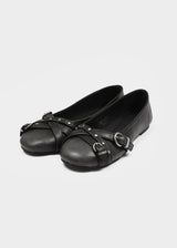 [MADE] Mobea Buckle Leather Flat Shoes