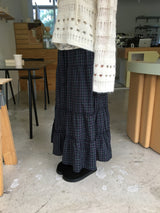 マローンチェックロングスカート(2color)