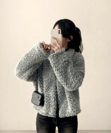 Cyan collar neck popgle short jacket 