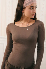 Scoop knit dress - brown