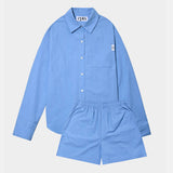 PAPER BUTTON SHIRTS SET_BLUE