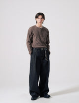 26SS★ Textured Henley Neck Long Sleeve T-Shirts