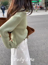 Ribbed knit V-neck(3color)