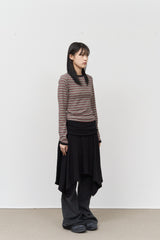 (W) Candy Fleece Striped Top