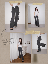 cool frill layered skirt bendable pants