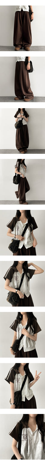 Us waist banding pintuck wide pants