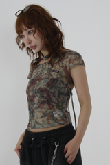 バックオープンキャップスリーブTシャツ_グリーン