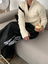 リブラインマッスルフィットジップアップニット