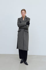 SIDE CUT OUT SINGLE WOOL COAT - CHARCOAL