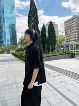 フレア半袖ジップアップ