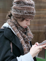 Sof Knit Hat&Neck Warmer_Melange Brown