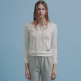 Lace Up Long T-shirt (White)