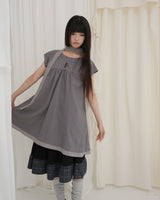COUNTRY FLARE LINEN DRESS / CHARCOAL
