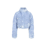 (DUCK DOWN) VELVET DOWN CROP PUFFER PADDING_Sky Blue