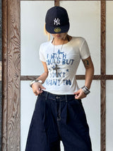 Shirring Check ShorI WISH Slim Tt Sleeve Shirt