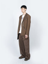 Circle Leather Patch Blazer (Brown Stripe)