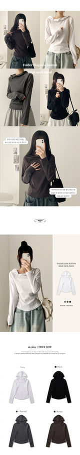  Poder Diagonal Snap High Neck Hoodie