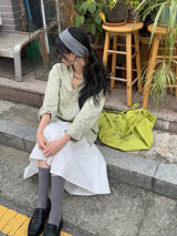 [prts made] リラックスフィットウォッシュシャツ（ペールオリーブ）