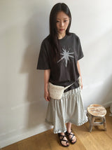 Bihina Flower Shirring Long Skirt