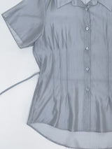 Chief Strap Pintuck See-through Short Sleeve Shirt
