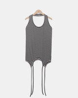 Hedon Striped Halter Long Sleeveless Top
