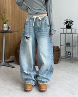 Lanes Damaged Wide Denim Pants