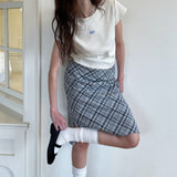 Check Long Skirt (cool grey)