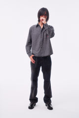 FLOCKED LIGHT HAND-BRUSHED FADED DISTRESSED COLOR-TOOTH ZIPPER HEM STRAIGHT-LEG JEANS