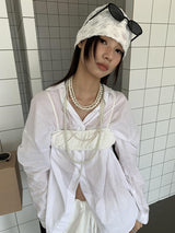 [SUNMI] long layered pearl necklace