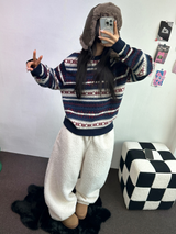 ノルディックスノーフラワーディアニット🦌❤💙🩶3COLOR
