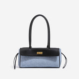 Vintage Jacquard Flap Baguette Shoulder Bag