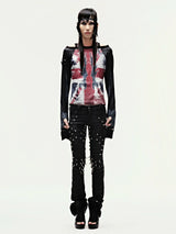 "CZ SPIKE STUDDED SKINNY BLACK JEANS "