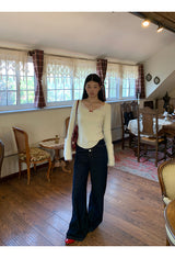 Mink Cuffs Square Neck Lace Long Sleeve T-shirt