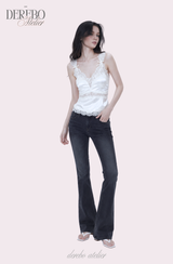 Silk lingerie lace sleeveless top