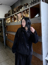 BLACK BUTTON SHORT COAT