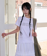 レースフラワーTシャツ - ホワイト