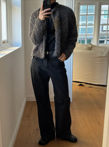 [Unisex] Hairy crop round knit cardigan(3color)