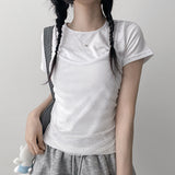 Zandot see-through sleeveless layered short-sleeved T (4 colors)