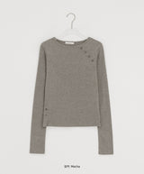 Kanit Diagonal Button Round Long Sleeve Tee